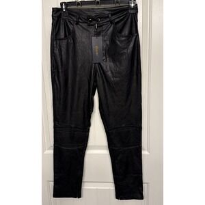 Wulful Woman'sHigh Waisted Faux Leather Pants W/Pockets Zipper Ankles. NWT Small